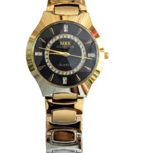 MRK Collection Two-Tone Crystal Black Dial Watch