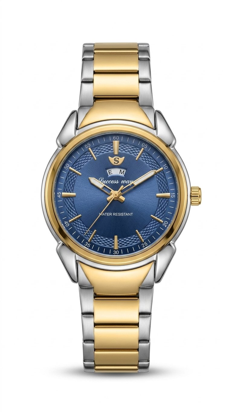 Success Way Two-Tone Blue Dial Watch