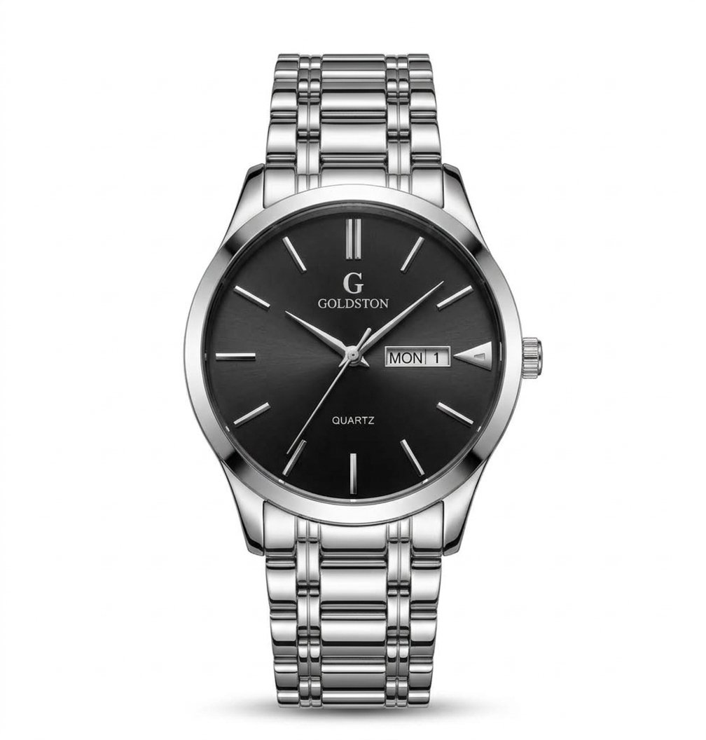 Goldston Men's Black Dial Day-Date Watch